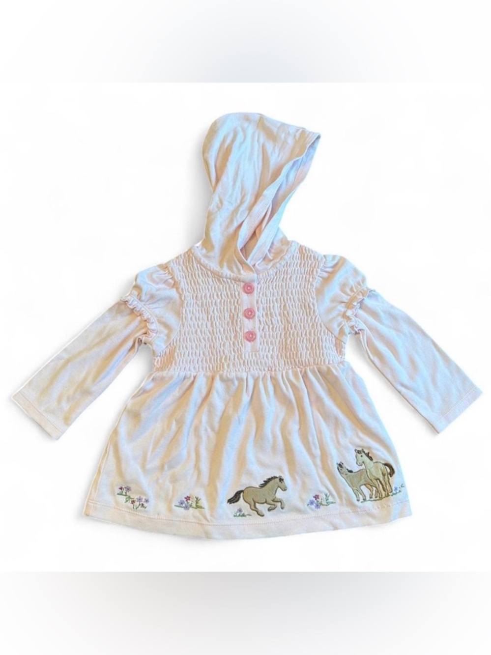 Gymboree Light Pink Embroidered Horse Hooded Top